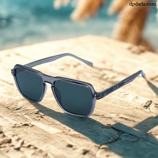 DP Retro Square Transparent Grey Square Sunglasses DPX23