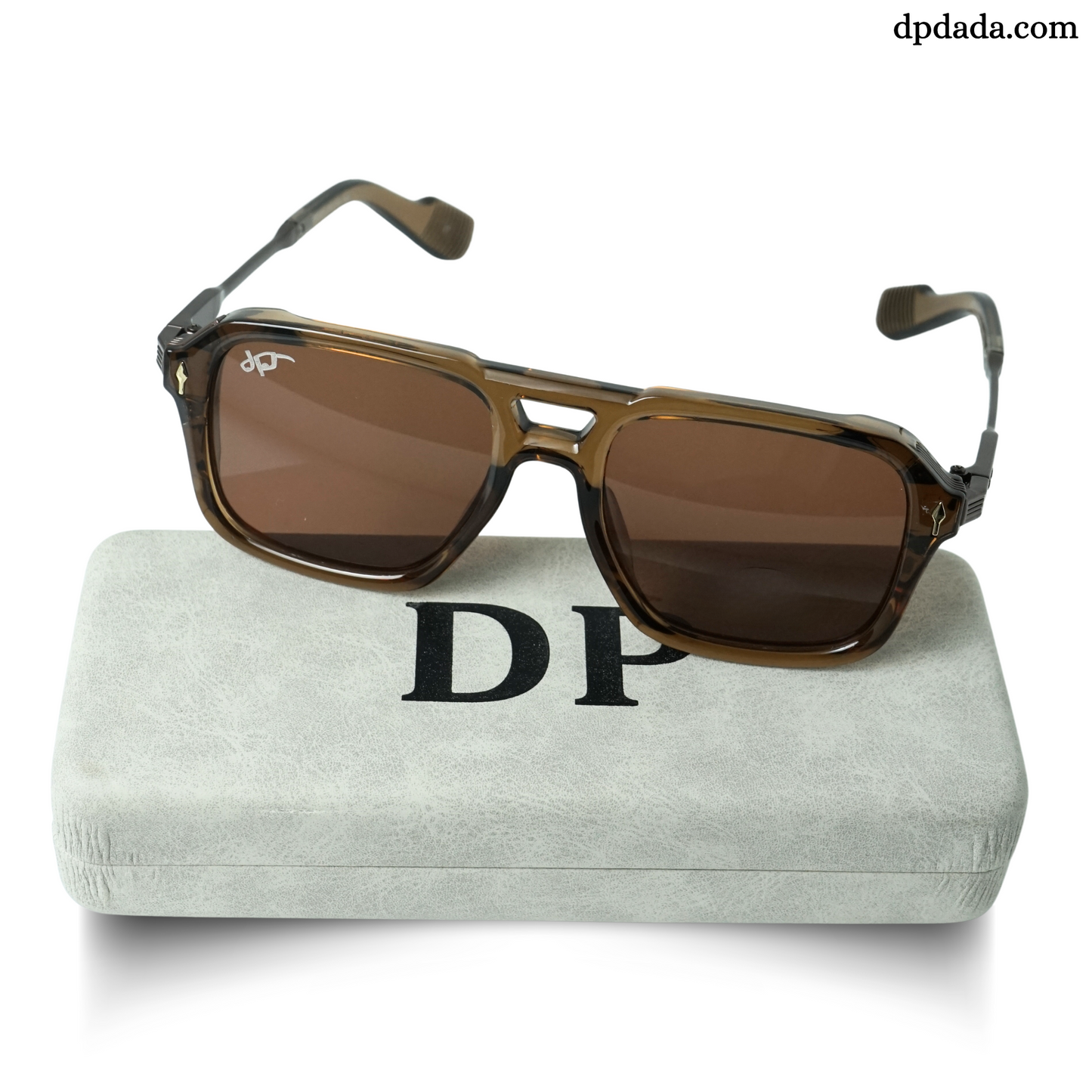 Bold Square Sunglasses (Brown with Black)-DPB11