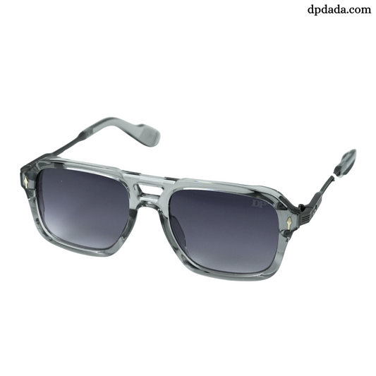 Bold Square Sunglasses (Glossy Gray with Black)-DPB09