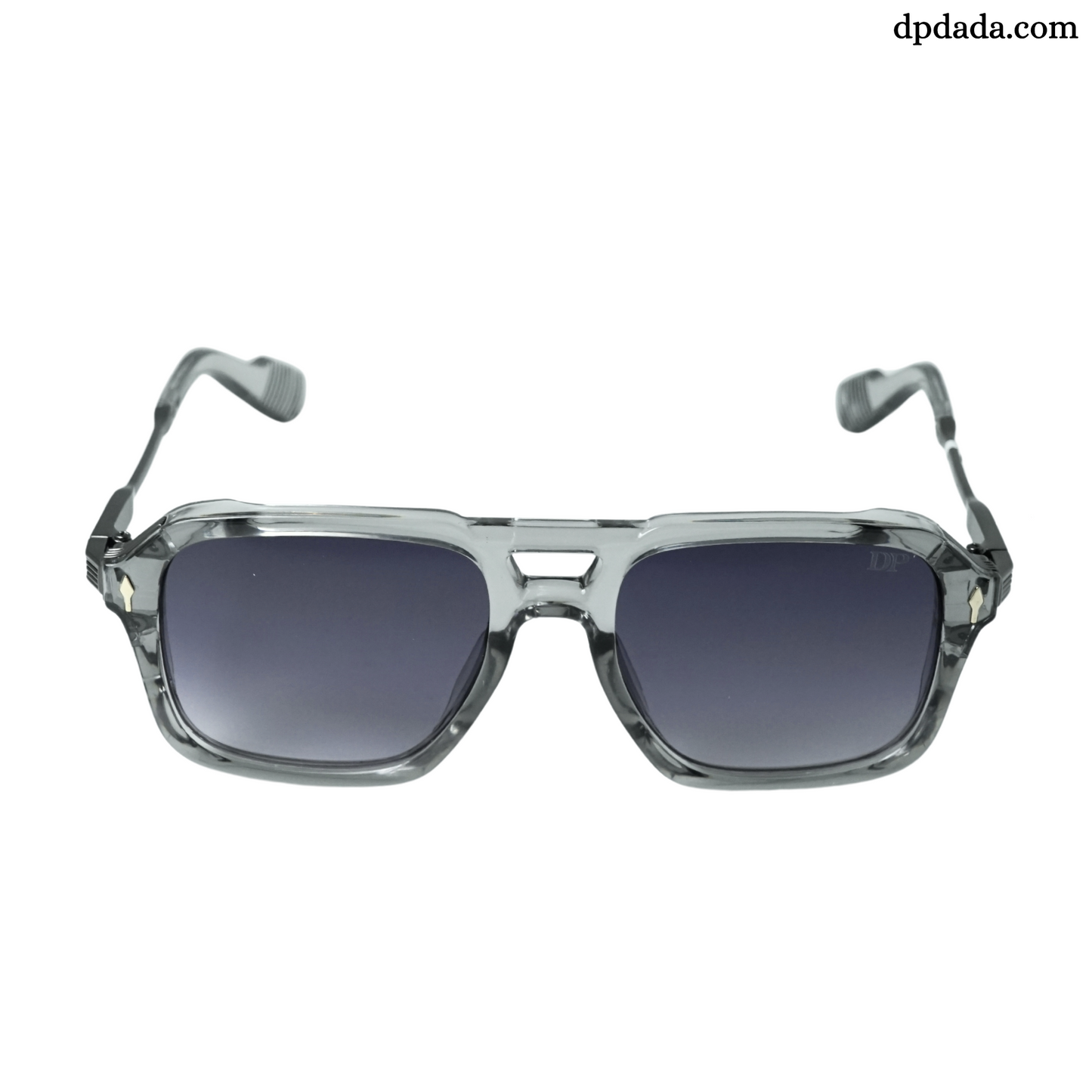 Bold Square Sunglasses (Glossy Gray with Black)-DPB09