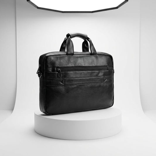 DP Dada Premium Black Laptop Messenger Bag | Professional Leatherette Executive Briefcase