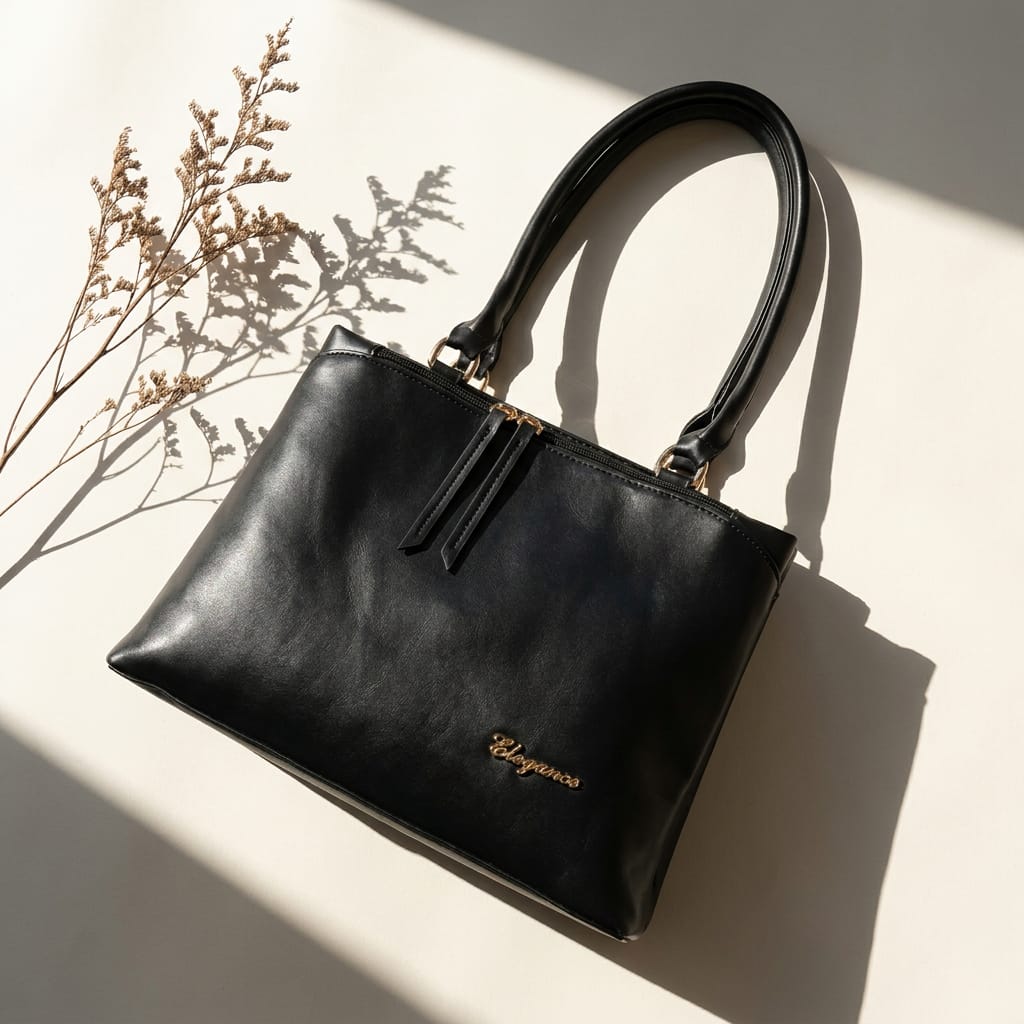 DP Dada Premium Black Shoulder Tote Bag | Stylish Twin-Handle Handbag for Women