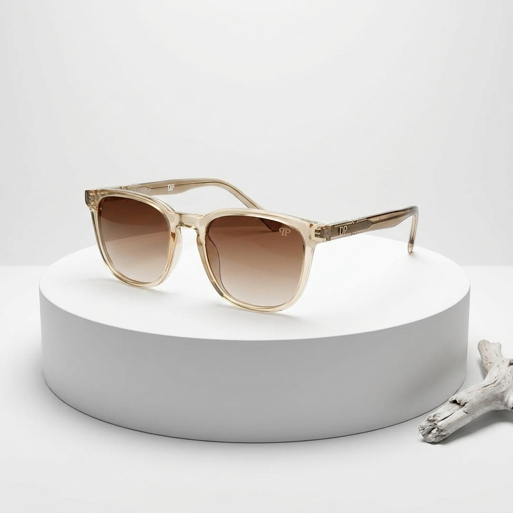 DP Dada Dot Com Honey Amber Transparent Square Sunglasses for Men & Women | Brown Gradient Stylish Shades