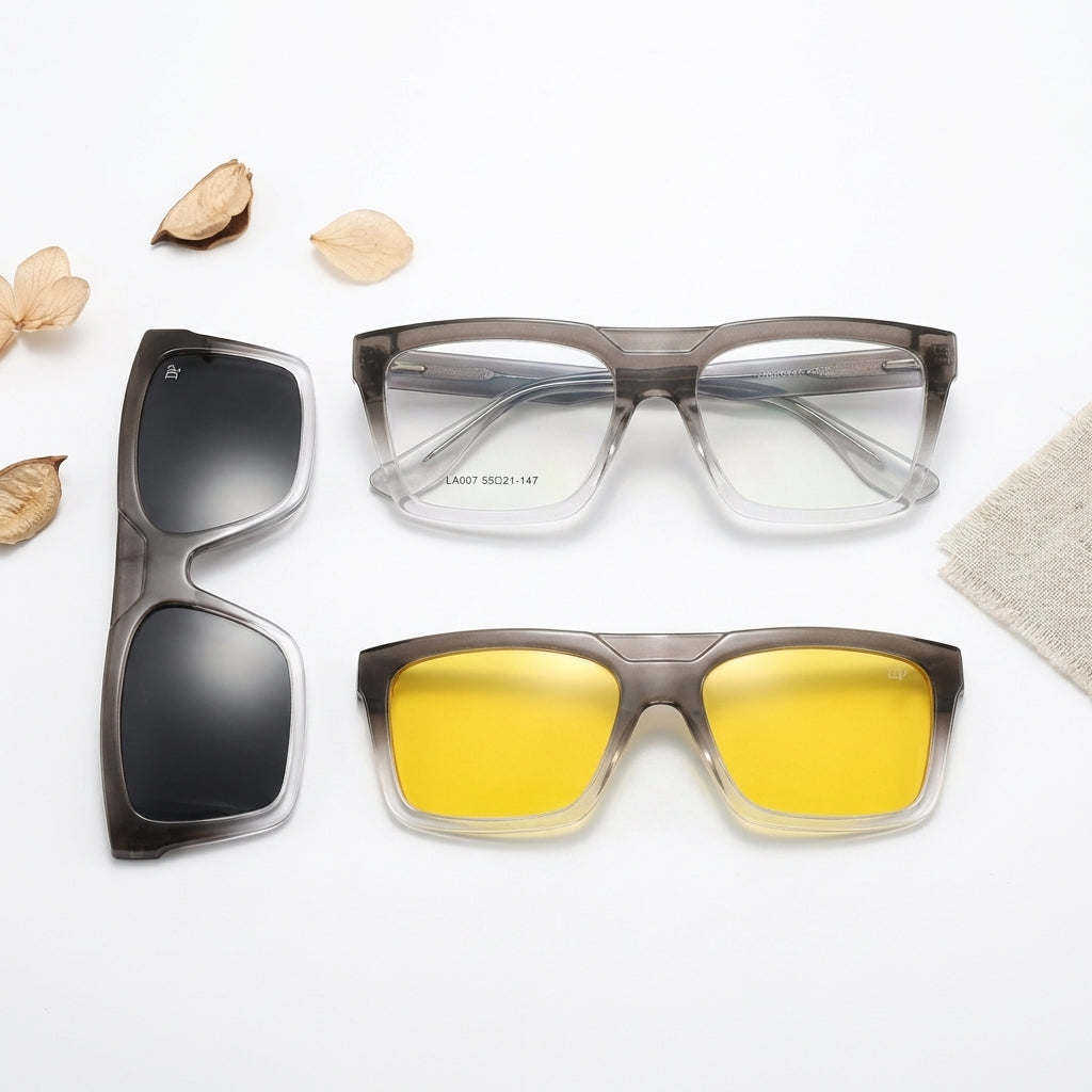 WideX Dual-Tone 3-in-1 Clip-On Eyewear with Blue Light Protection,