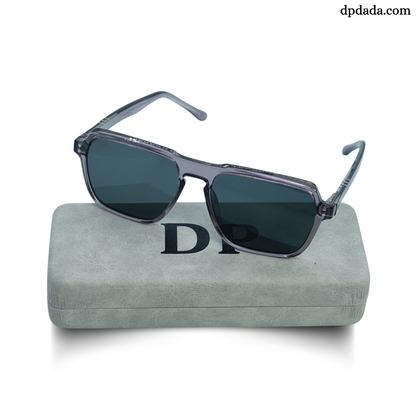 DP Retro Square Transparent Grey Square Sunglasses DPX23