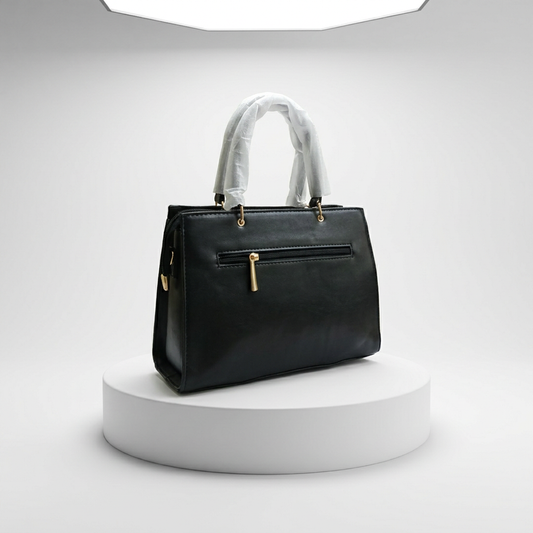 DP Dada Premium Black Structured Handbag | Stylish Dual-Handle Shoulder Tote for Women
