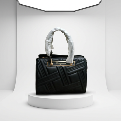 DP Dada Premium Black Structured Handbag | Stylish Dual-Handle Shoulder Tote for Women