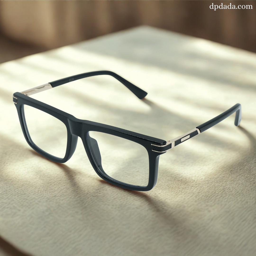 DP Dada Glossy Black Rectangle Eyeglasses – Model DP105