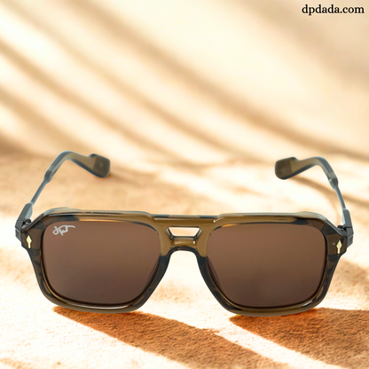 Bold Square Sunglasses (Brown with Black)-DPB11