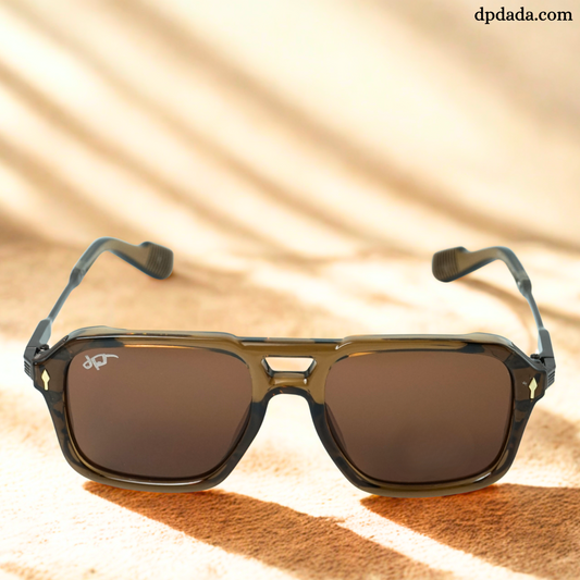 Bold Square Sunglasses (Brown with Black)-DPB11
