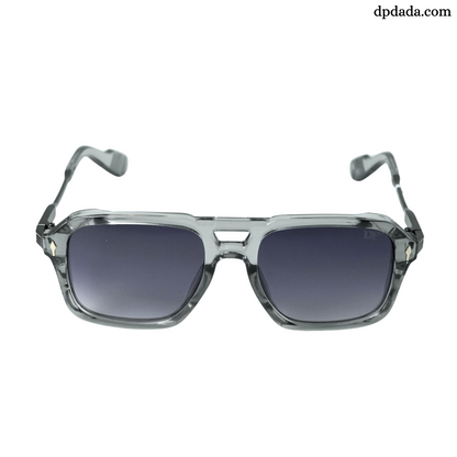 Bold Square Sunglasses (Glossy Gray with Black)-DPB09