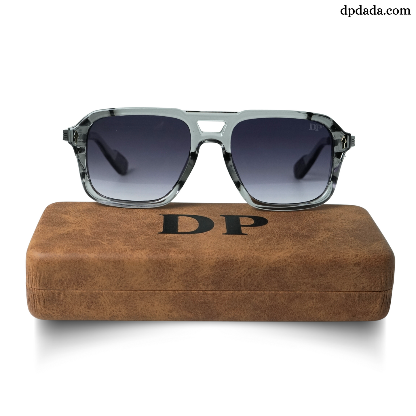 Bold Square Sunglasses (Glossy Gray with Black)-DPB09