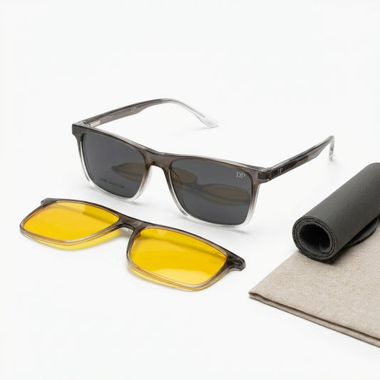SquareX Gray Gradient 3-in-1 Magnetic Clip-On Glasses