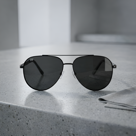 DP Classic Aviator Sunglasses | Black Lens