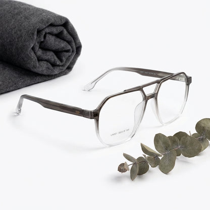 WideX Dual-Tone Double Bridge Clip-On Glasses with Blue Cut Lens