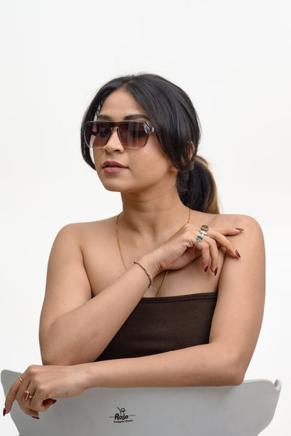DP Dada Dot Com Amber Brown Gradient Square Sunglasses for Men & Women | Transparent Frame Stylish Shades