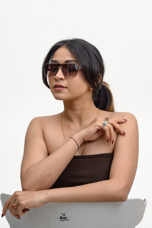 DP Dada Dot Com Amber Brown Gradient Square Sunglasses for Men & Women | Transparent Frame Stylish Shades