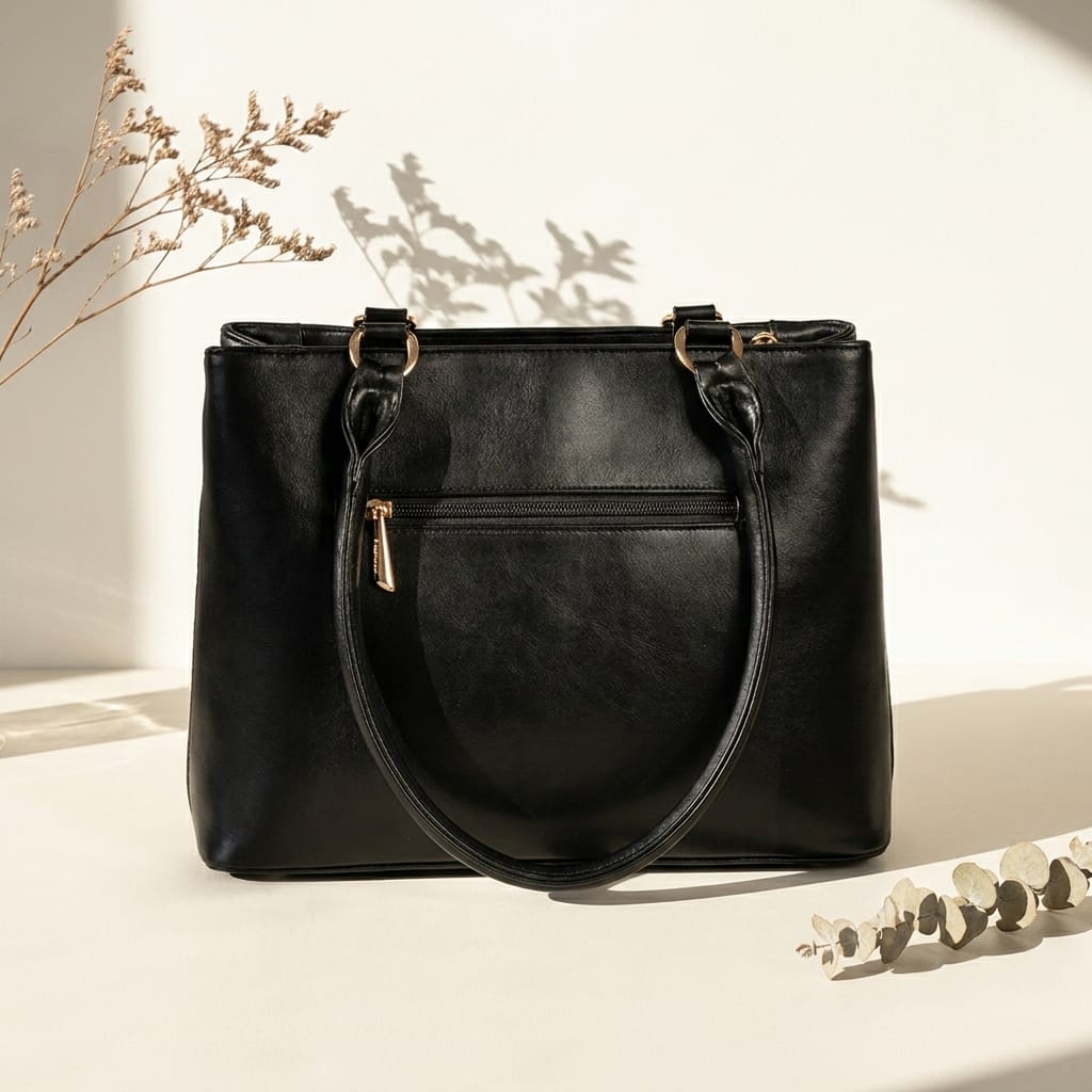 DP Dada Premium Black Shoulder Tote Bag | Stylish Twin-Handle Handbag for Women
