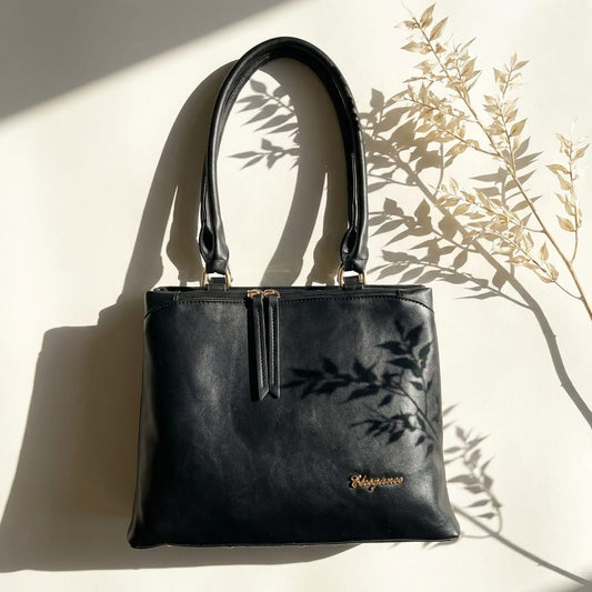 DP Dada Premium Black Shoulder Tote Bag | Stylish Twin-Handle Handbag for Women