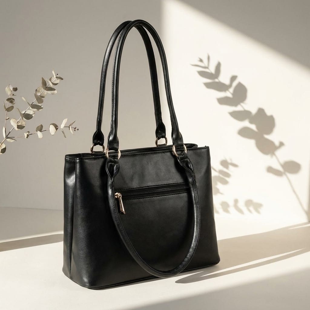 DP Dada Premium Black Shoulder Tote Bag | Stylish Twin-Handle Handbag for Women