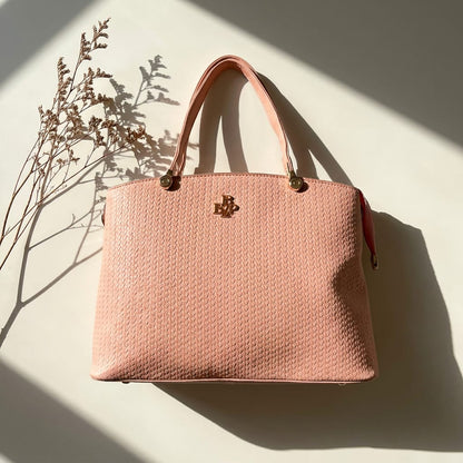 DP Dada Premium Peach Textured Shoulder Tote Bag | Stylish Textured Handbag for Women