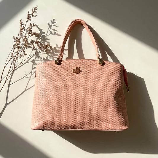 DP Dada Premium Peach Textured Shoulder Tote Bag | Stylish Textured Handbag for Women