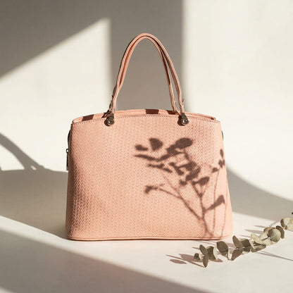 DP Dada Premium Peach Textured Shoulder Tote Bag | Stylish Textured Handbag for Women