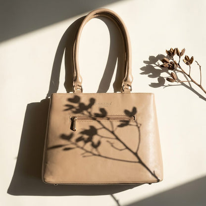 DP Dada Premium Beige Shoulder Tote Bag | Stylish Twin-Handle Handbag for Women