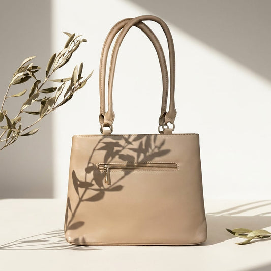 DP Dada Premium Beige Shoulder Tote Bag | Stylish Twin-Handle Handbag for Women