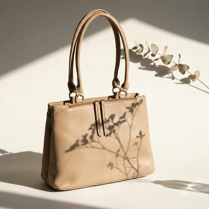 DP Dada Premium Beige Shoulder Tote Bag | Stylish Twin-Handle Handbag for Women