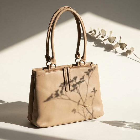 DP Dada Premium Beige Shoulder Tote Bag | Stylish Twin-Handle Handbag for Women