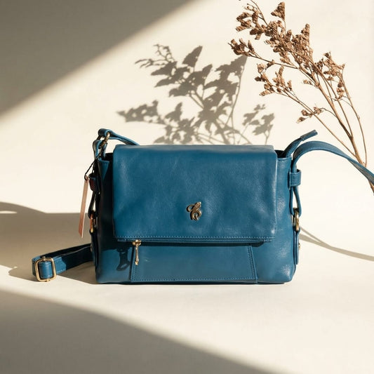 DP Dada Premium Teal Blue Leatherette Sling Bag | Stylish Flap-Over Crossbody Bag for Women