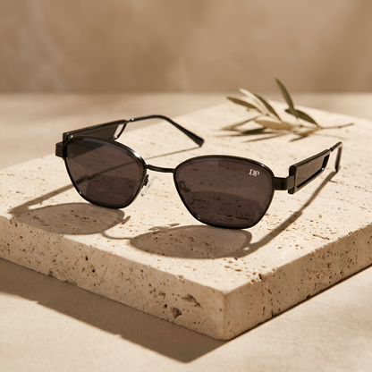Urban Geo - Dark Jet Black Angular — Unisex Sunglasses