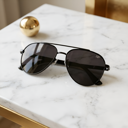 DP Classic Aviator Sunglasses – Matte Black