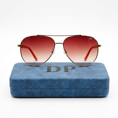 DP Aviator Sunglasses — Gold Frame & Brown Gradient Lens