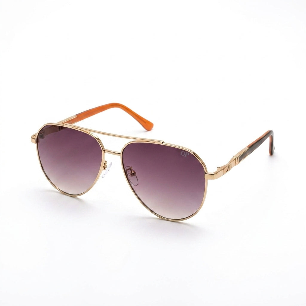 DP Aviator Sunglasses — Gold Frame & Brown Gradient Lens