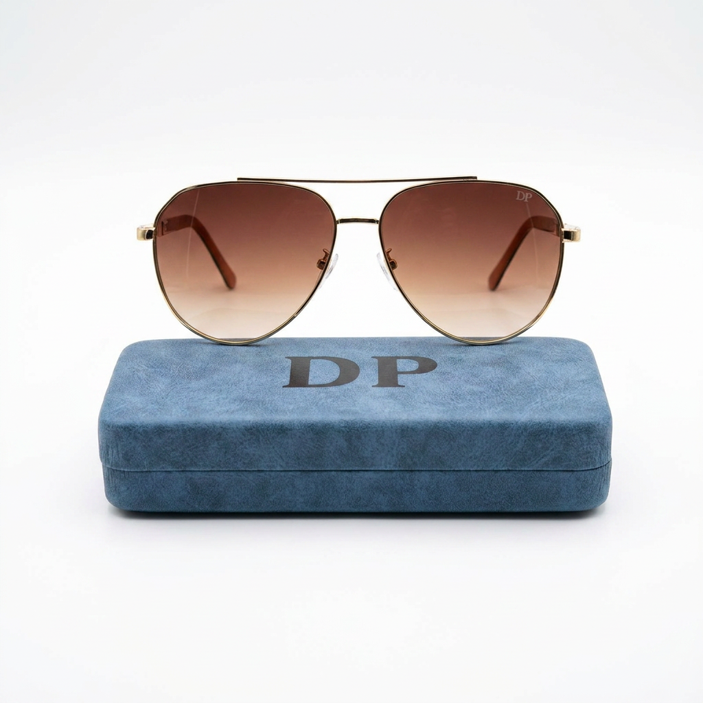 DP Aviator Sunglasses — Gold Frame & Brown Gradient Lens