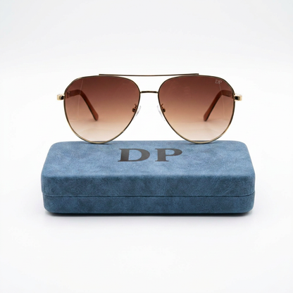 DP Aviator Sunglasses — Gold Frame & Brown Gradient Lens