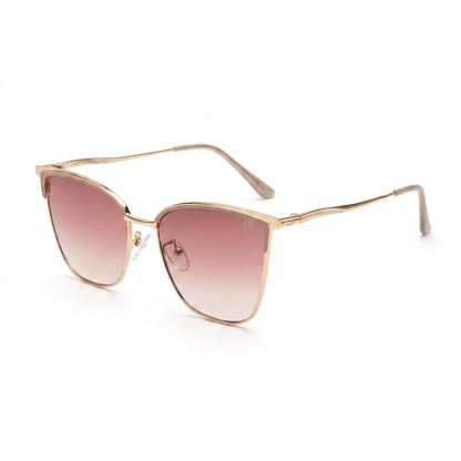 DP Cat Eye Metal Sunglasses — Brown Gradient Lens