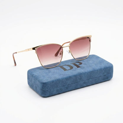 DP Cat Eye Metal Sunglasses — Brown Gradient Lens