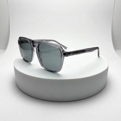 DP Dada Dot Com Crystal Grey Square Sunglasses for Men & Women 6500 | Transparent Frame Stylish Shades