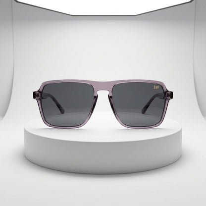 DP Dada Dot Com Crystal Grey Square Sunglasses for Men & Women 6500 | Transparent Frame Stylish Shades