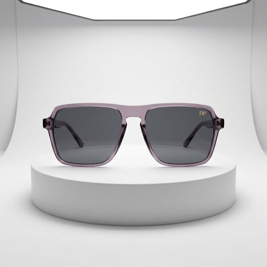 DP Dada Dot Com Crystal Grey Square Sunglasses for Men & Women 6500 | Transparent Frame Stylish Shades