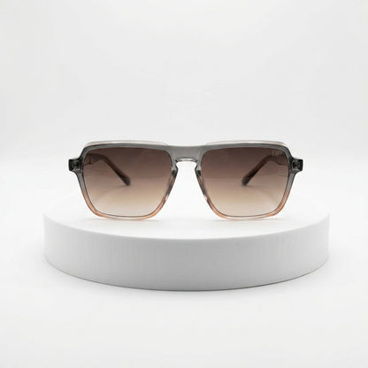 DP Dada Dot Com Amber Brown Gradient Square Sunglasses for Men & Women | Transparent Frame Stylish Shades