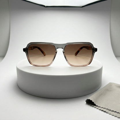 DP Dada Dot Com Amber Brown Gradient Square Sunglasses for Men & Women | Transparent Frame Stylish Shades