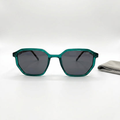 DP Dada Dot Com Green Transparent Geometric Square Sunglasses for Men & Women | Stylish Tortoiseshell Temple Shades