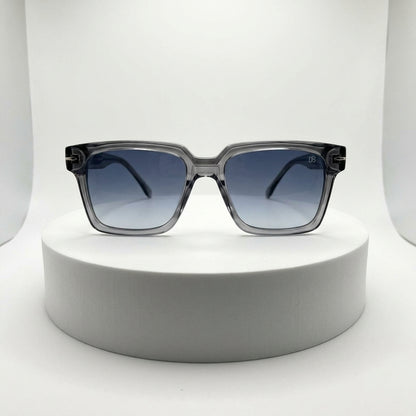 DP Dada Dot Com Crystal Grey Square Sunglasses 9830  with Blue Gradient Lenses for Men & Women | Transparent Frame Premium Shades