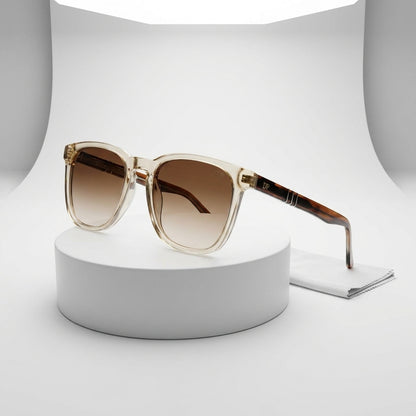 DP Dada Dot Com Honey Amber Transparent Square Sunglasses for Men & Women | Brown Gradient Stylish Shades